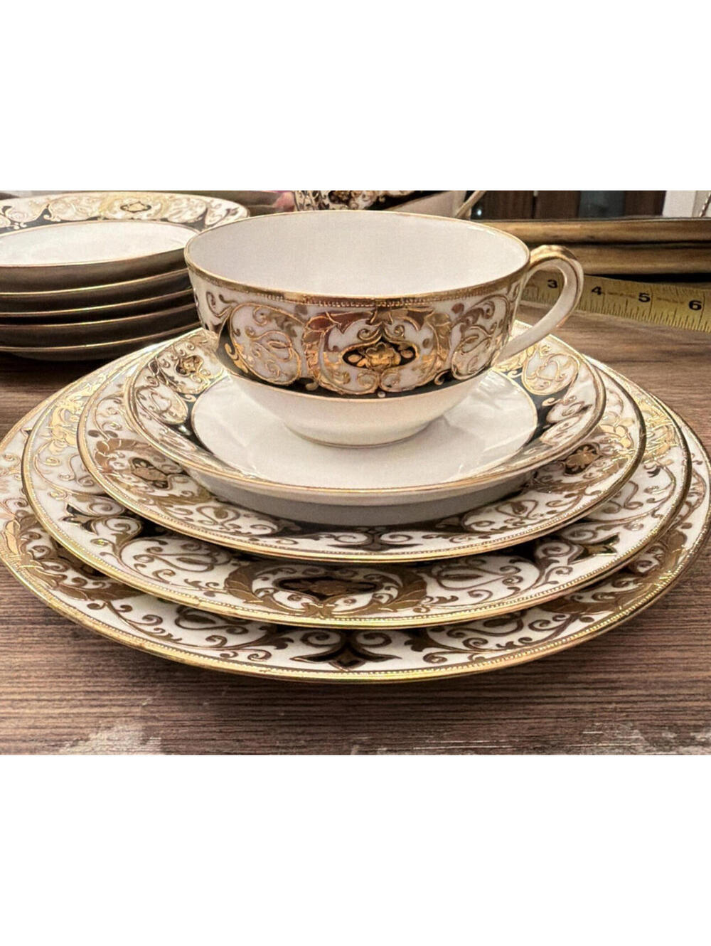 Rare Noritake 20056 Black Christmas Ball 5 Piece Luncheon Set - 5 Available